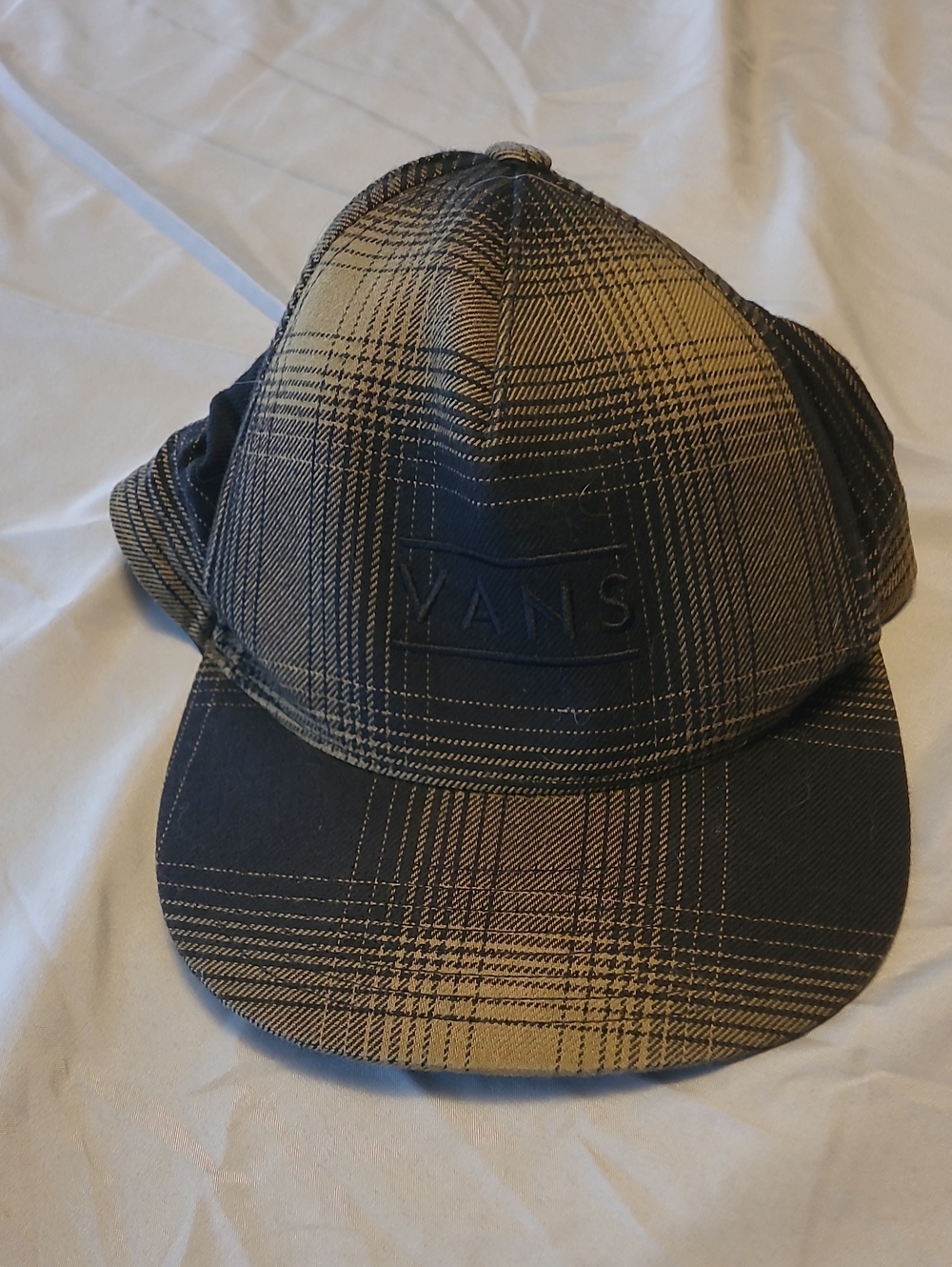 Vans Plaid Snapback Hat in Black and Tan